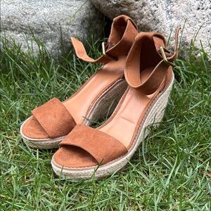 Banana Republic Brown Suede Espadrille Wedge Sandals